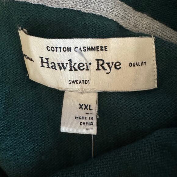 Hawker Rye Men’s Green Cotton Cashmere Henley Hoodie Sweater NWT Size 2XL - Picture 8 of 8